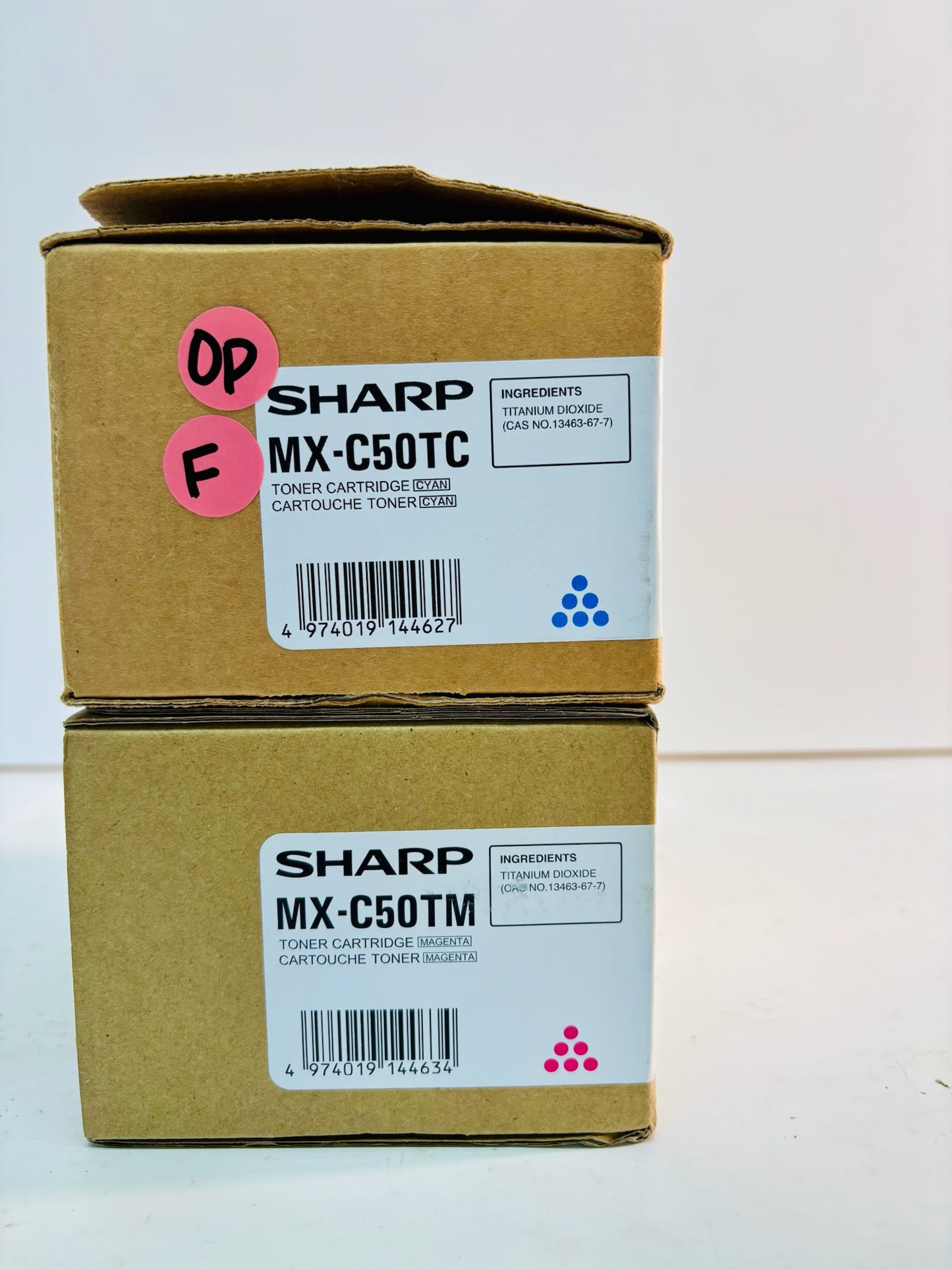 2 Open Genuine Sharp MX-C407F, MX-C507F Cyan & Magenta Toner MX-C50TC