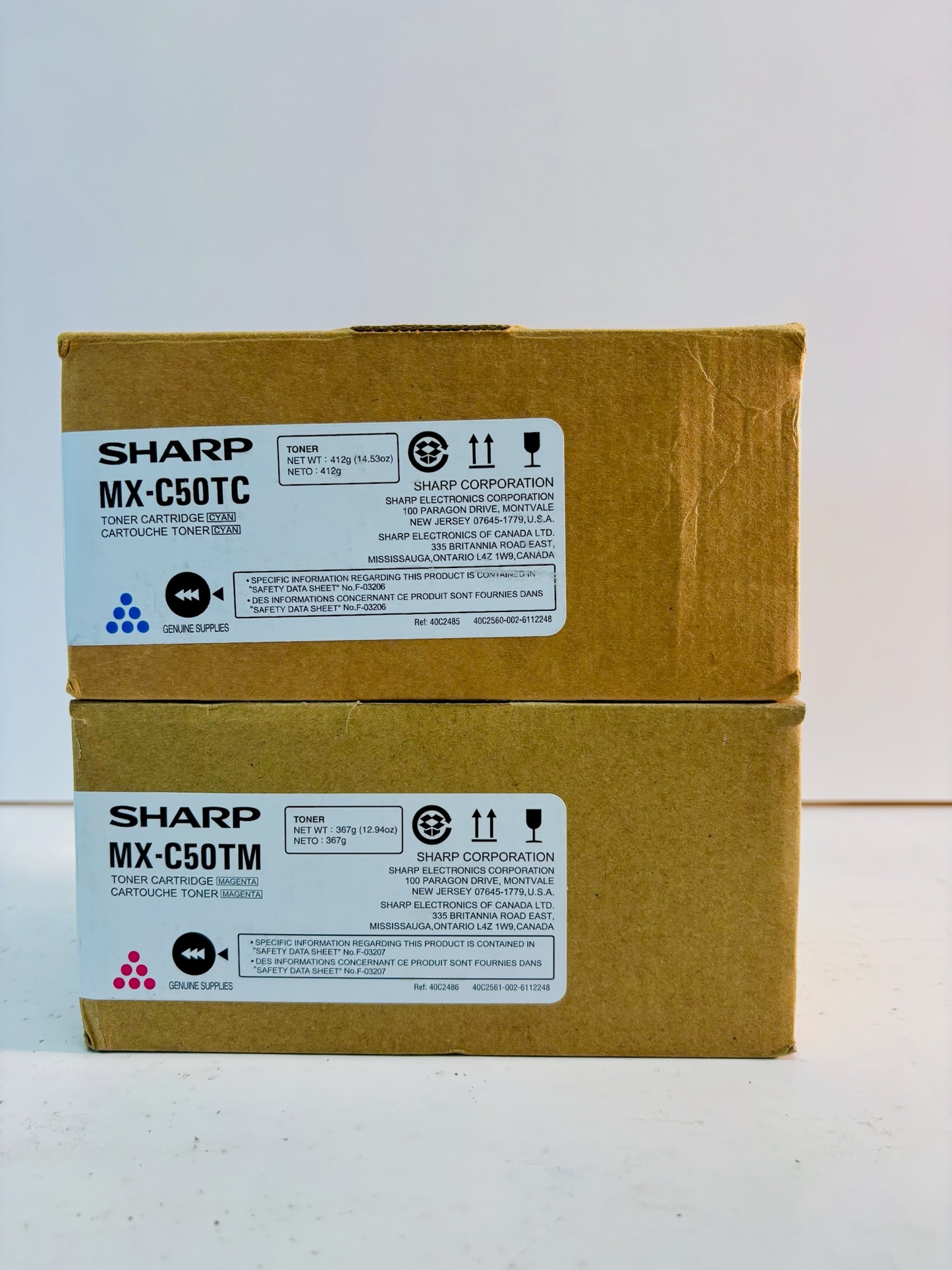 2 Open Genuine Sharp MX-C407F, MX-C507F Cyan & Magenta Toner MX-C50TC