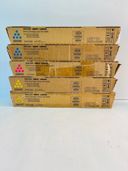 6 Genuine Ricoh IM C4500 Cyan, Magenta, Yellow Toner 842280,2281,2282 (Bad Box)