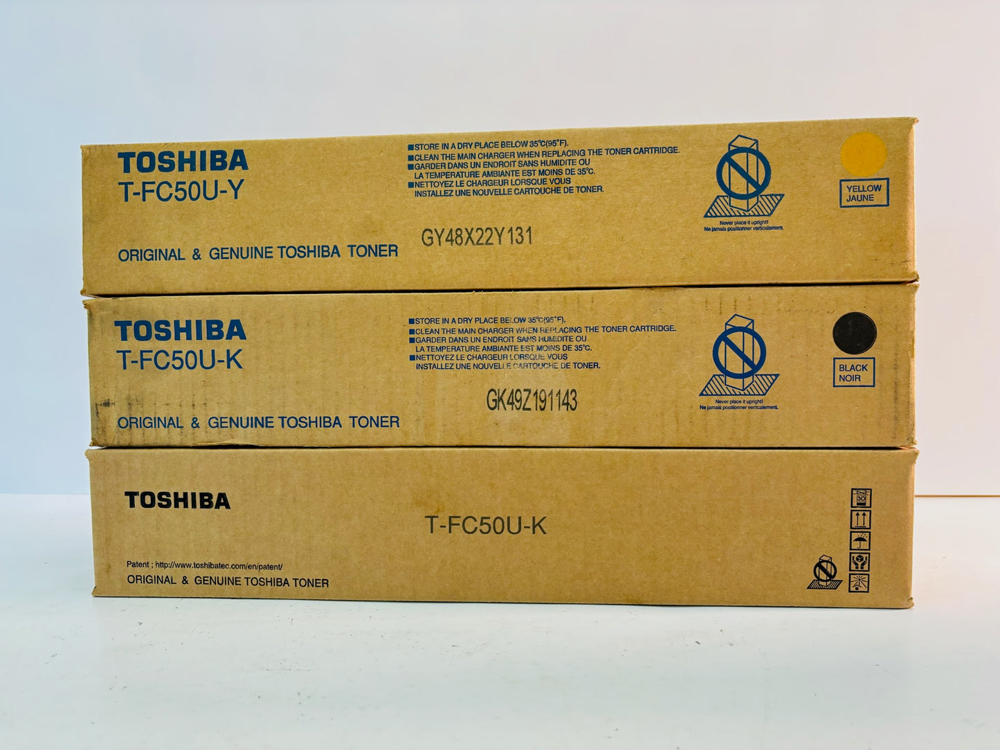 3 Open Toshiba 2555C, 3055C Yellow & Black Toner T-FC50U-YKK (with Tabs)