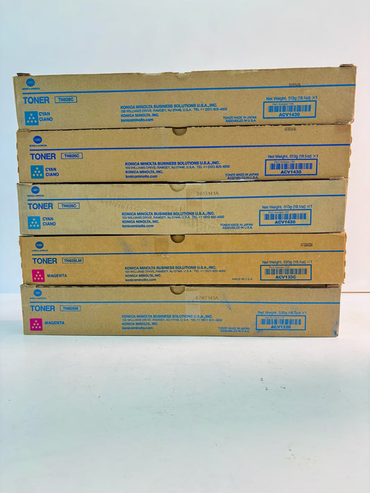 5 Genuine Cosmetic Konica Minolta BH C450i, C451i Cyan & Magenta Toner TN626