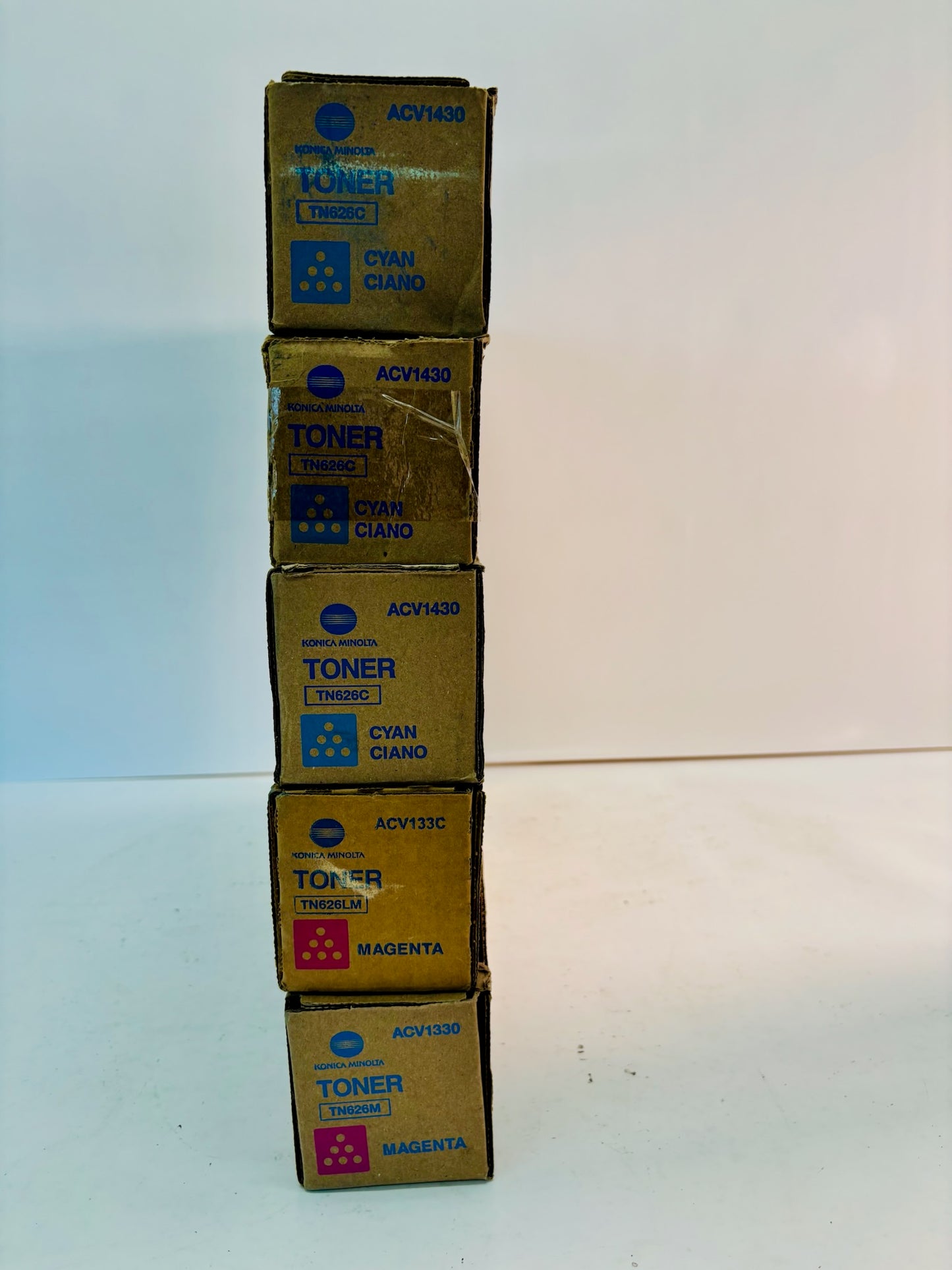 5 Genuine Cosmetic Konica Minolta BH C450i, C451i Cyan & Magenta Toner TN626