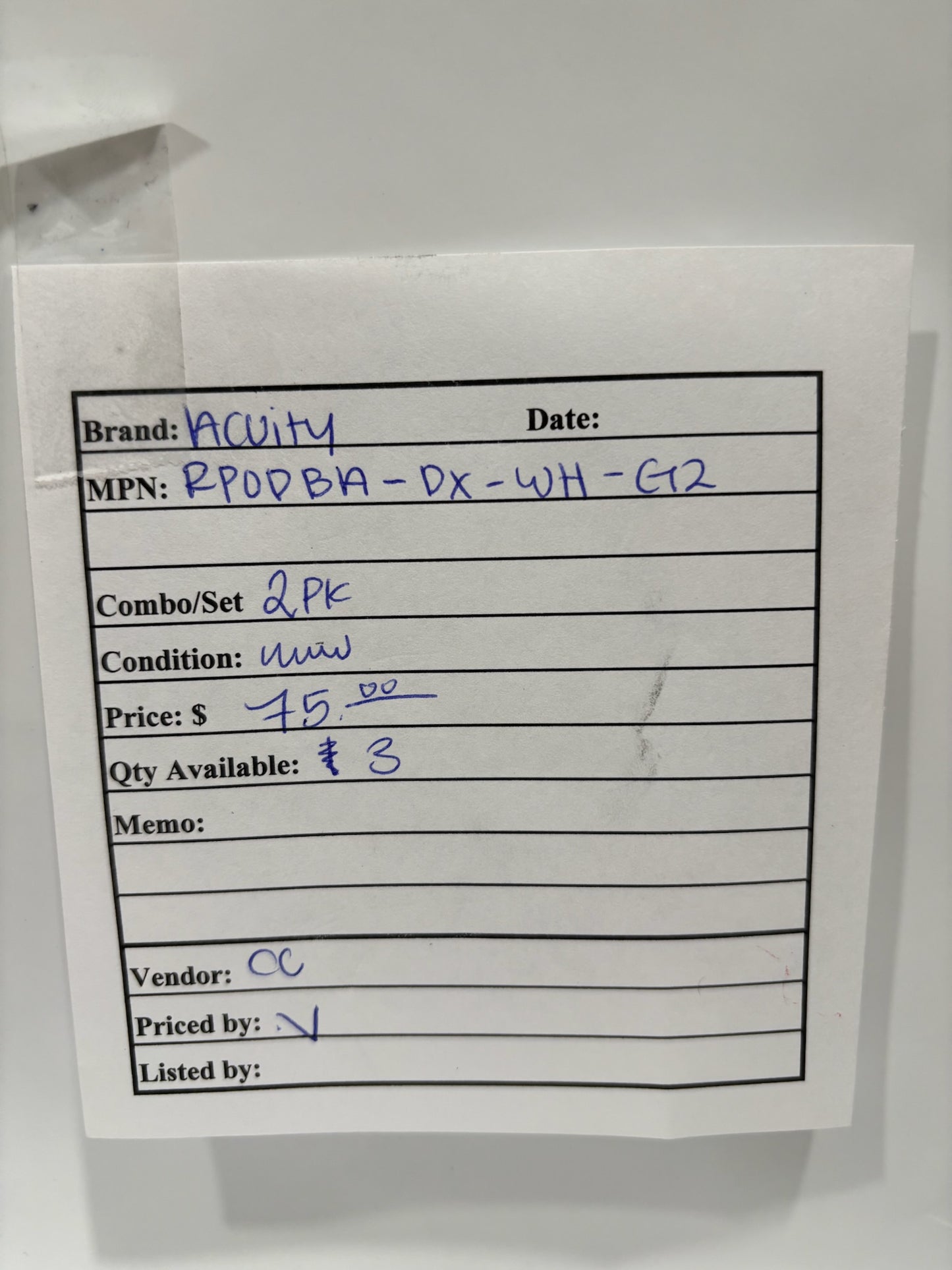 2 PK Acuity RPODBA-DX-WH-G2 2592TU Wireless Switch Low Voltage