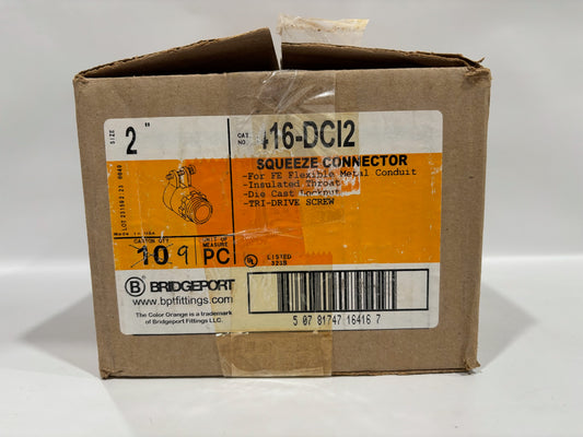 9 PC Bridgeport 416-DCI2 2" Squeeze Connector For FE Flexible Metal Conduit