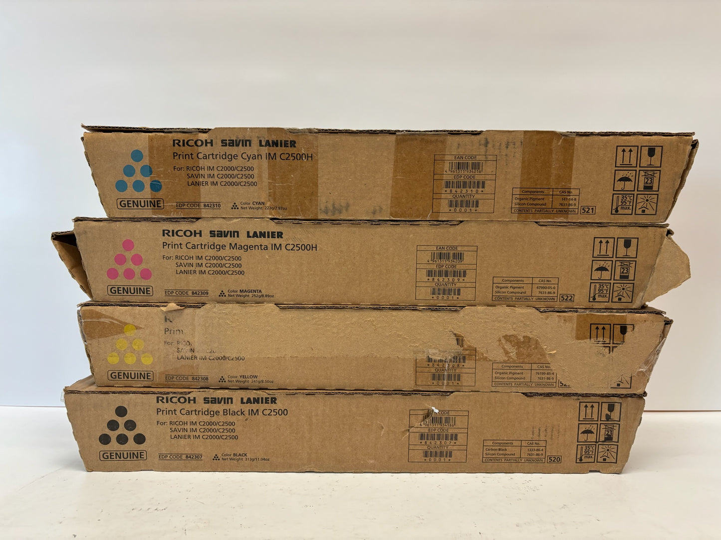 4 Genuine Ricoh IM C2500H,C2000 Cyan,Mag,Yellow & Black Toner 842307,08,09,10