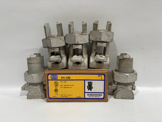 6 PK ILSCO AK-350 Split Bolt Connector 2000 Volts AL9CU 350k cmil-2/0 str