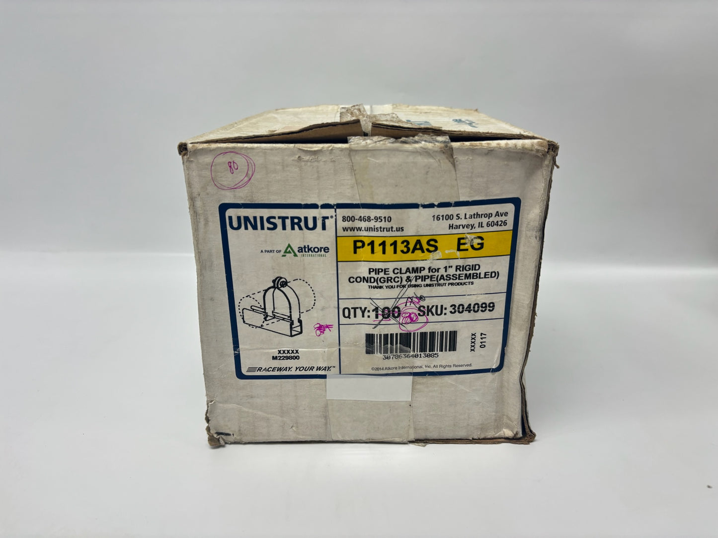 80 PK Unistrut P1113AS‑EG 1″ Electro‑Galvanized Rigid/IMC Conduit Clamp