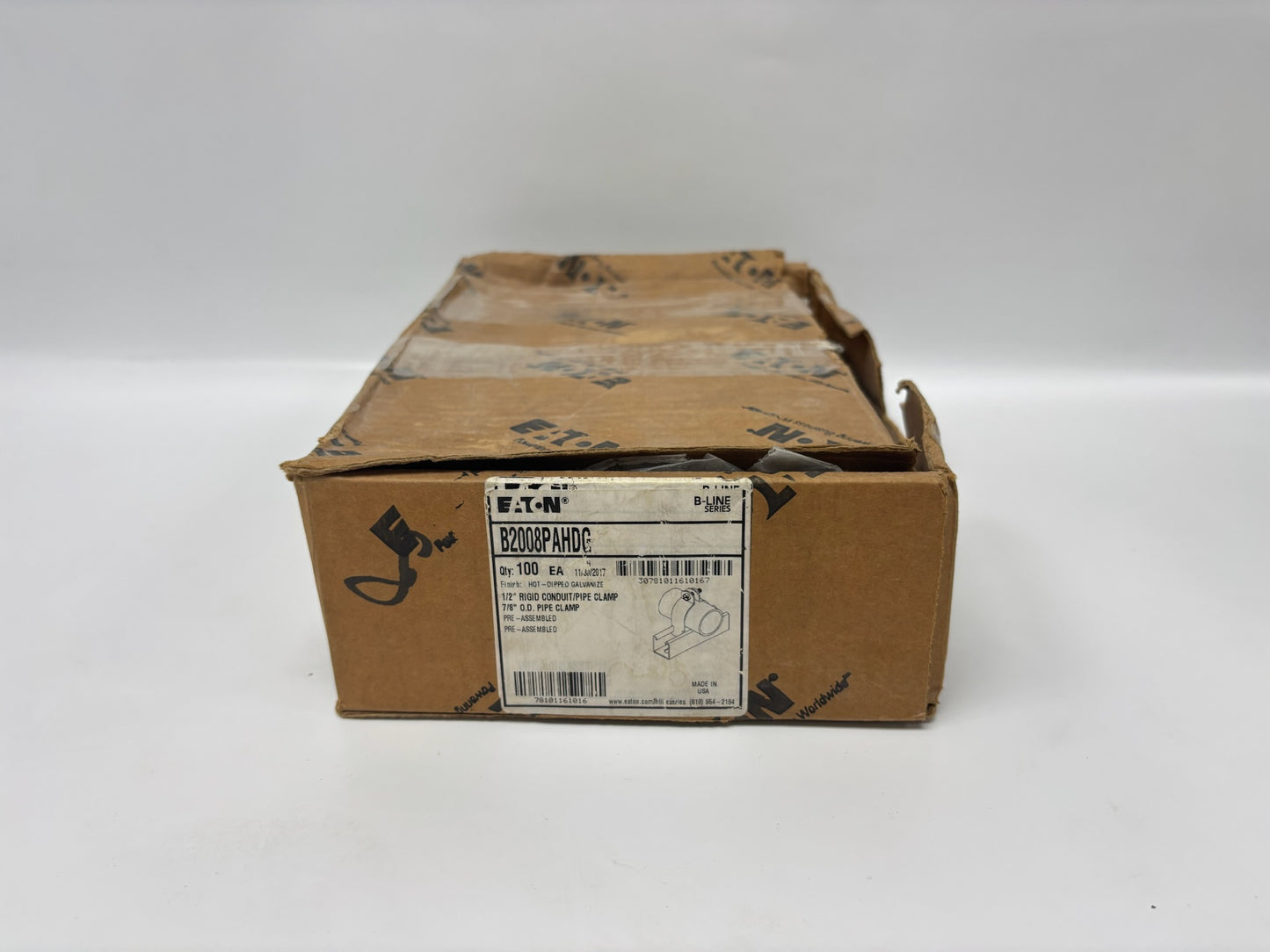 100 PK B-Line B2008PAHDG 1/2" Rigid Conduit Clamp, HDG, Pre-Assembled