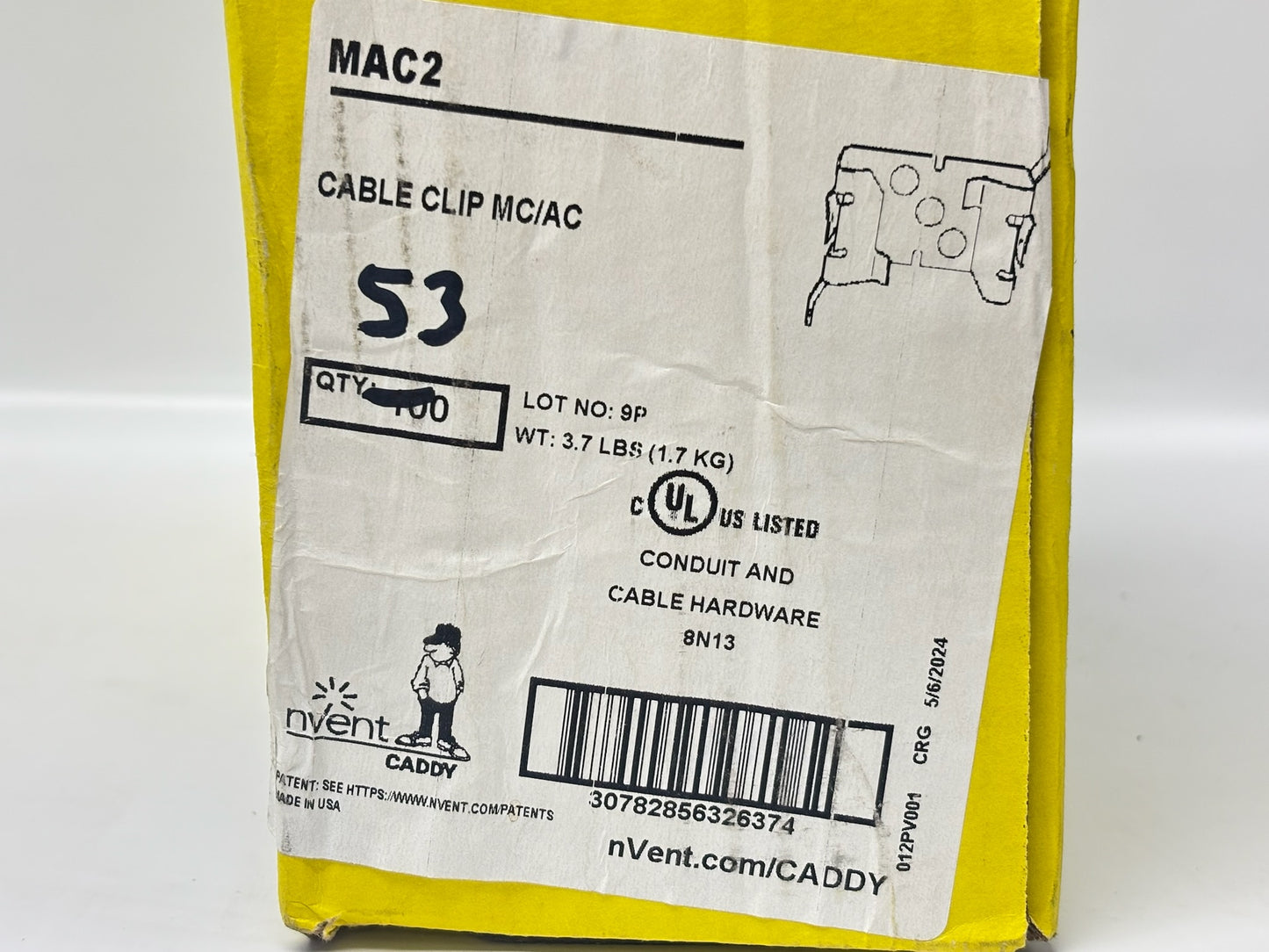 53 PK nVent CADDY MAC2 MC/AC Cable-to-Stud Snap-In Clip