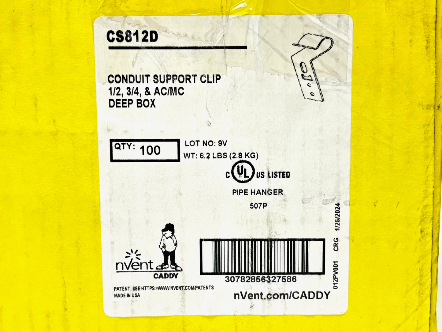 94 PK nVent CADDY CS812D Conduit/MC‑AC to Stud Mount, ½–¾″ EMT