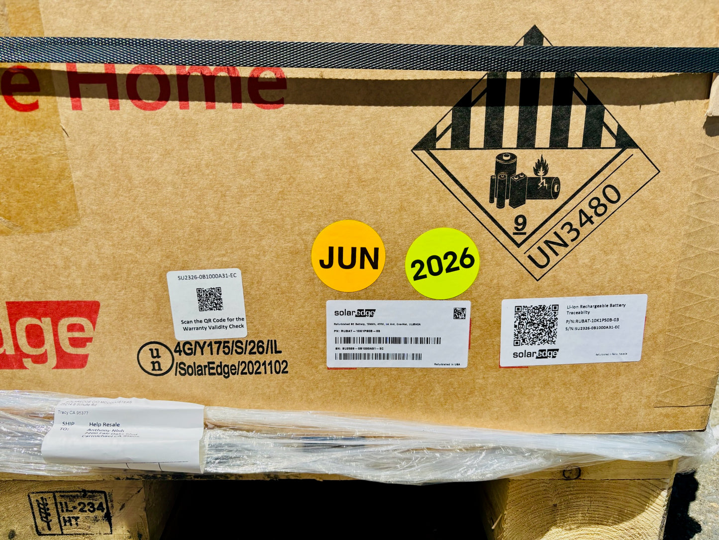 New Manufactured Refurbished SolarEdge Home Battery 10kWh UBAT-10K1PS0B-03