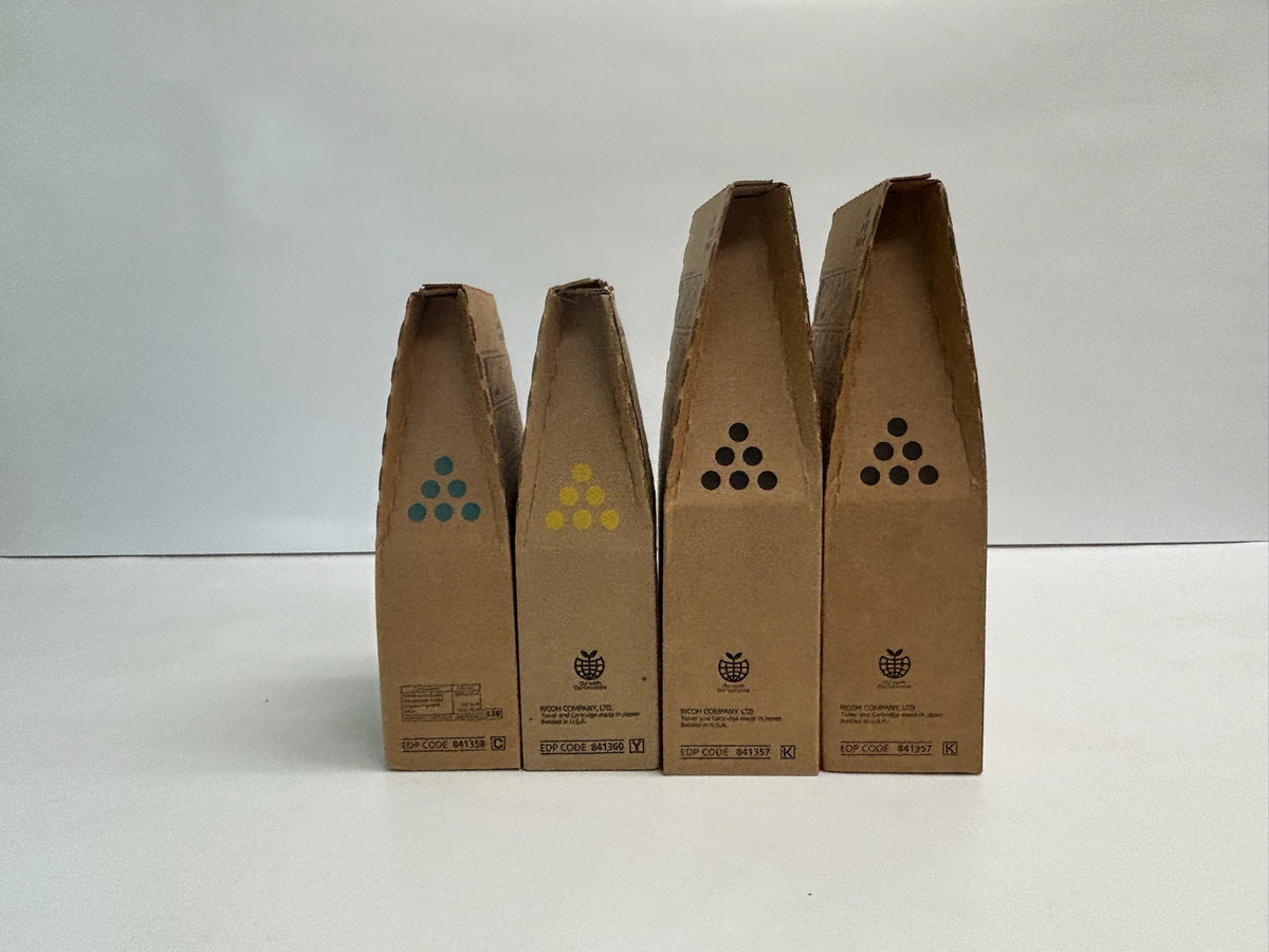 4 Genuine Ricoh C7501,C9075,LD375C Cyan, Yellow & Black Toners 841357, 841358, 841360