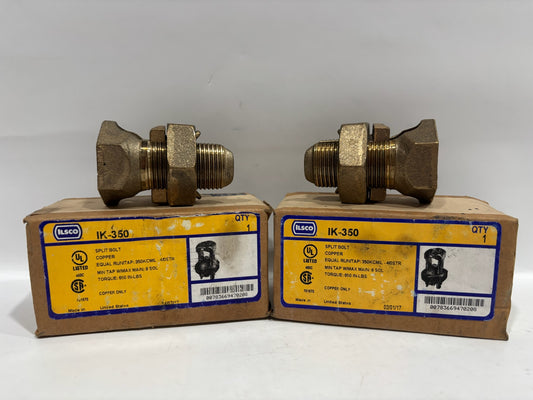 2 PK ILSCO IK-350 Split Bolt Cooper Equal Run/Tap: 350kCMIL 4/0 STR