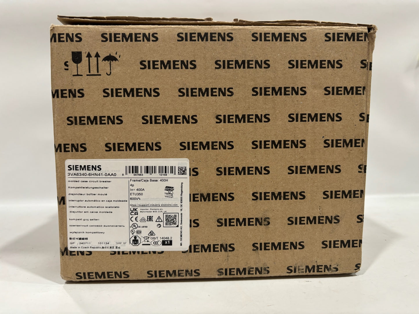 SIEMENS 3VA6340-6HN41-0AA0 Molded Case Circuit Breaker 400A-600V
