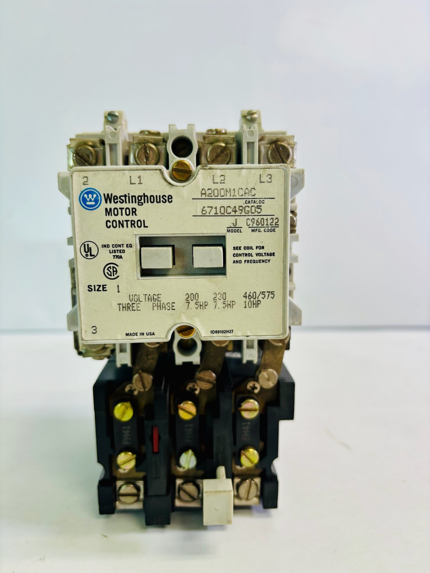 Westinghouse A200M1CAC Size 1 Magnetic Starter 27 A 600 V 120 V Coil