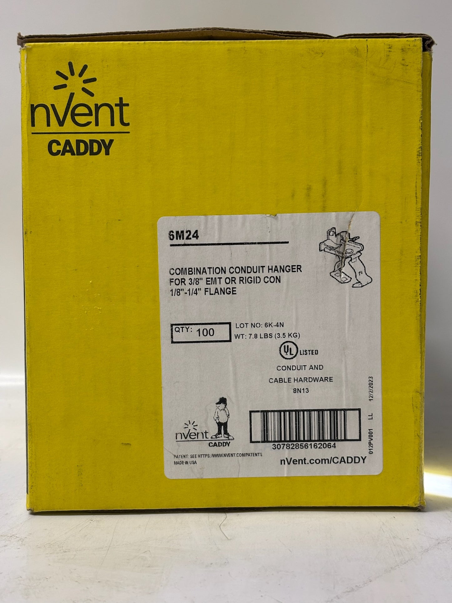 100 PK nVent CADDY 6M24 Conduit/Pipe to Flange Clip – Snap-Close, 3/8" Rigid