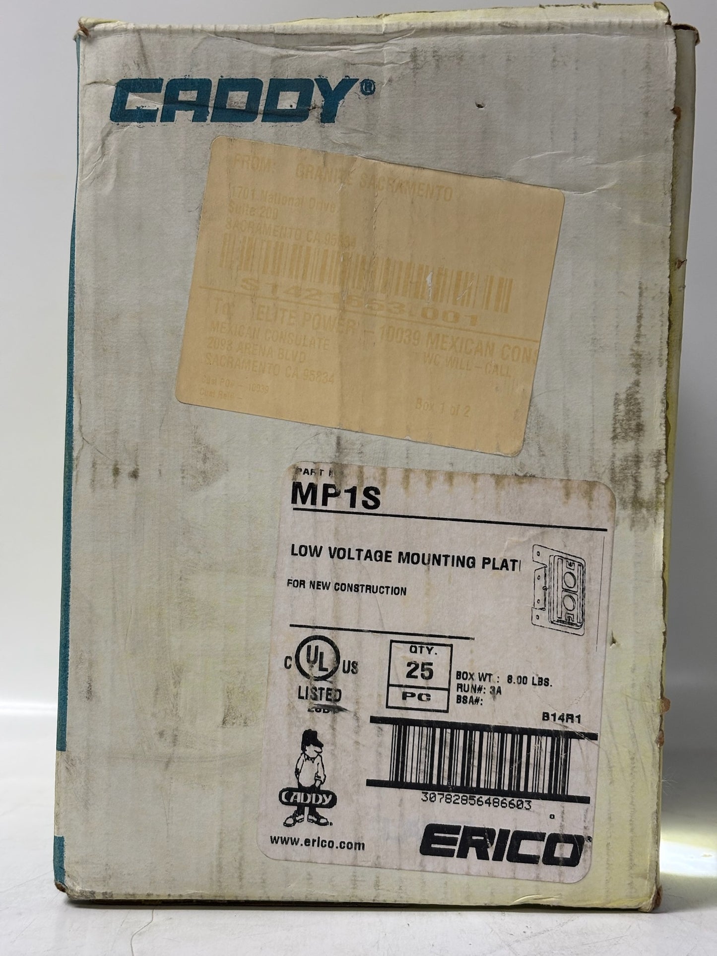 25 PK nVent CADDY MP1S – 1-Gang Low-Voltage Mounting Plate for New Construction