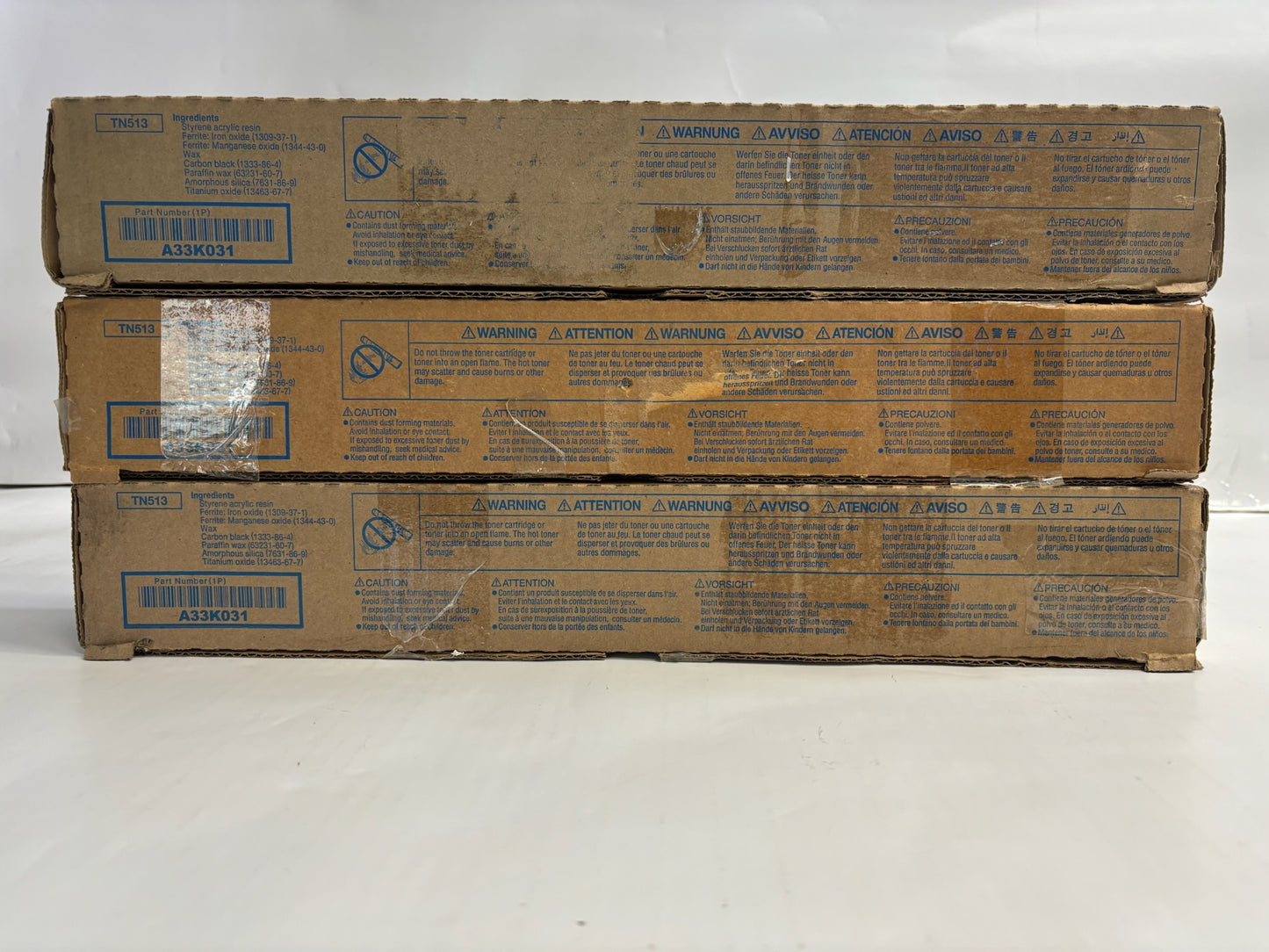 3 Cosmetic Genuine Konica Minolta BH 454e, 554e Black Toners (TN513, A33K031)