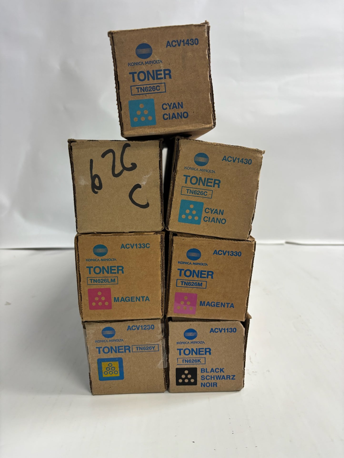 7 Genuine Konica Minolta BH C360i,C450i,C550i,C650i CCCMMYK Toners TN626