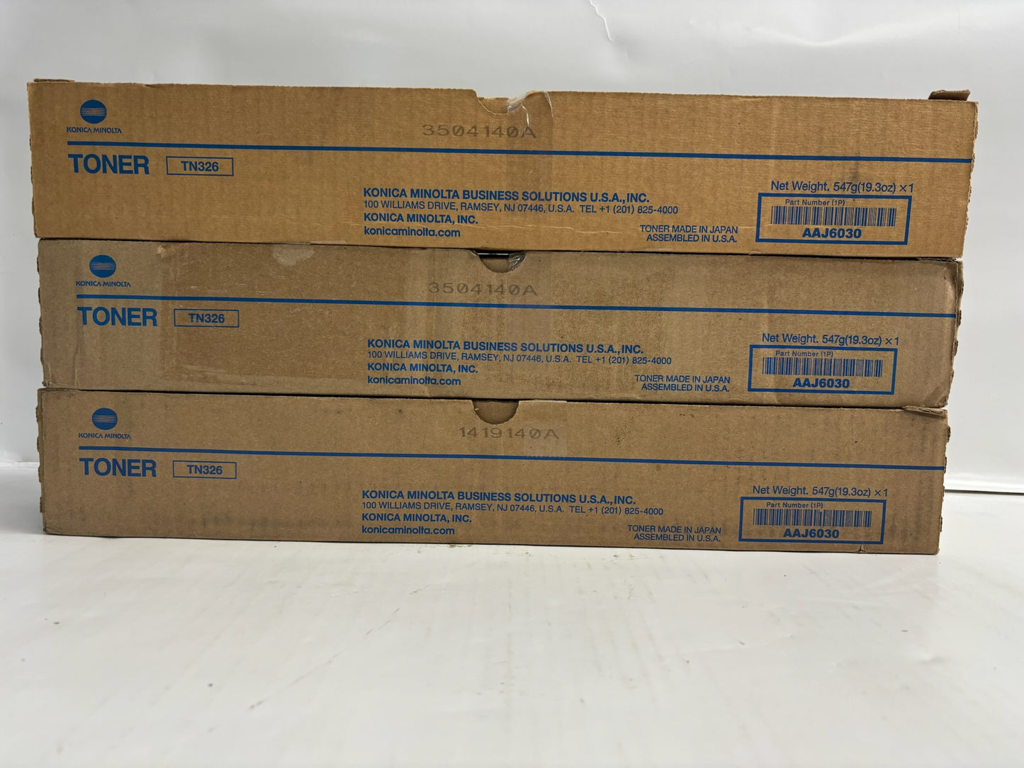 3 New Genuine Konica Bizhub 308e, 368e Black Toners TN326 AAJ6030