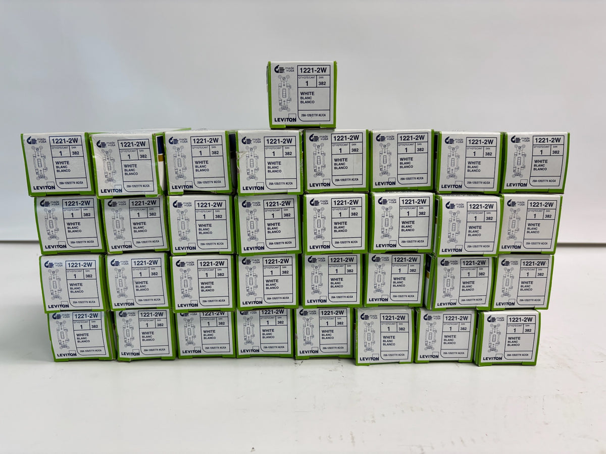 33 PK Leviton 1221-2W White 20 Amp Toggle Switch, Single-Pole