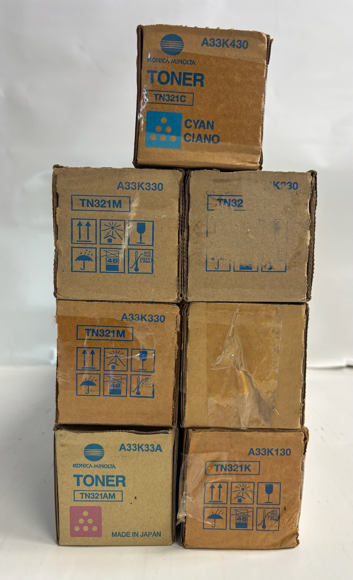 7 Genuine Konica BH C224,C284,C364,C364e TN321 CMMMYYYK Toners (AM, AY)