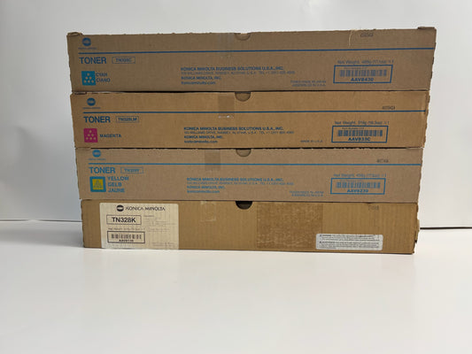 4 Genuine Konica Minolta Bizhub C250i,C300i,C360i TN328 CMYK Toners (TN328LM)