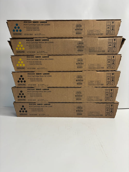 6 Genuine Ricoh IM C2500H, IM C2000 CYYKKK Toners 842307,842308,842310 (No Mag)