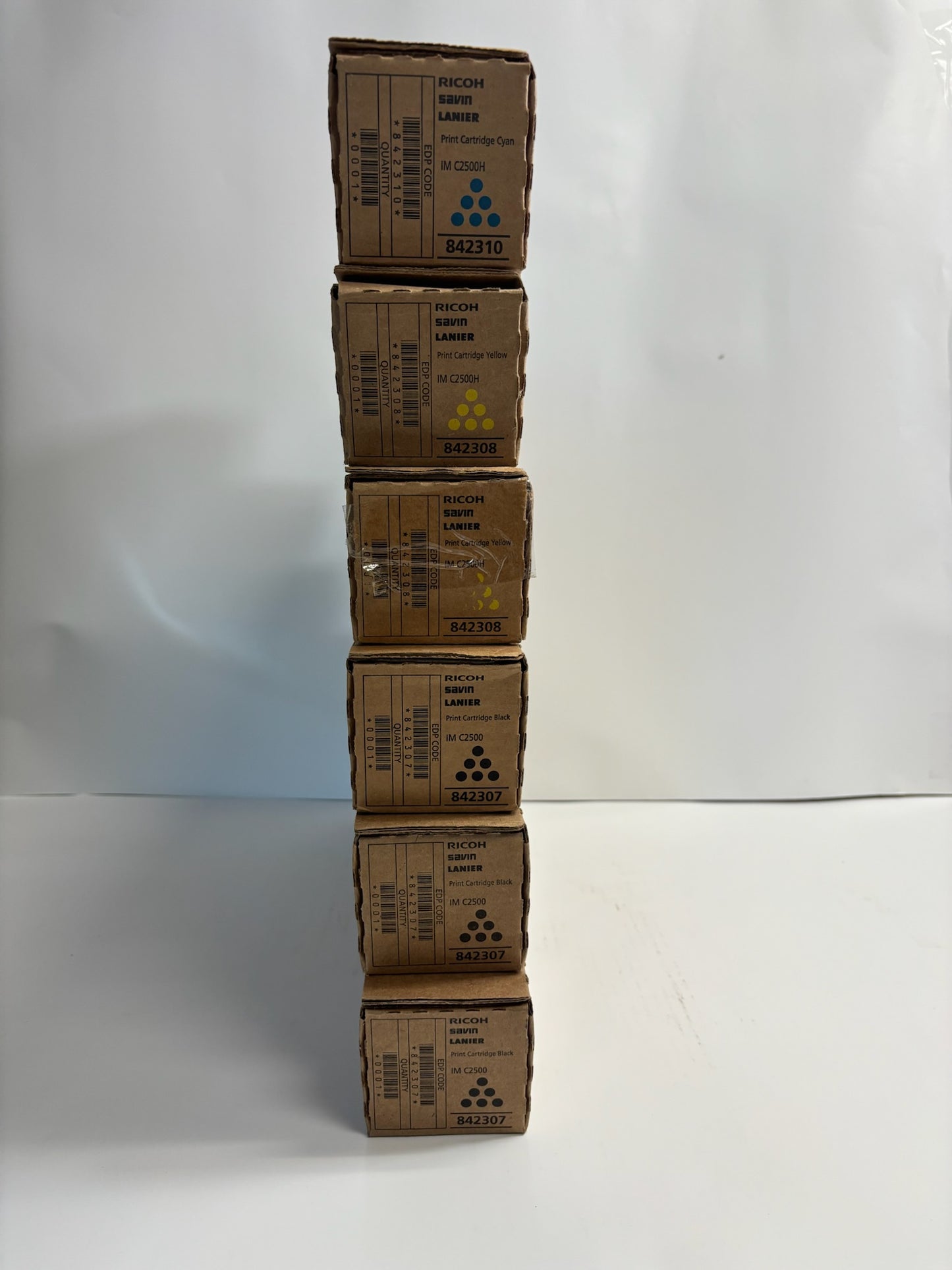 6 Genuine Ricoh IM C2500H, IM C2000 CYYKKK Toners 842307,842308,842310 (No Mag)
