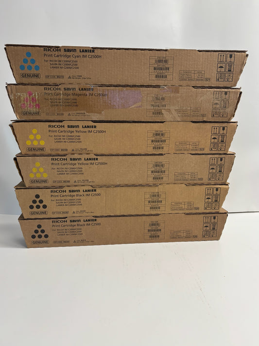 6 Genuine Ricoh IM C2500H, IM C2000 CMYYKK Toners 842307,842308,842309,842310