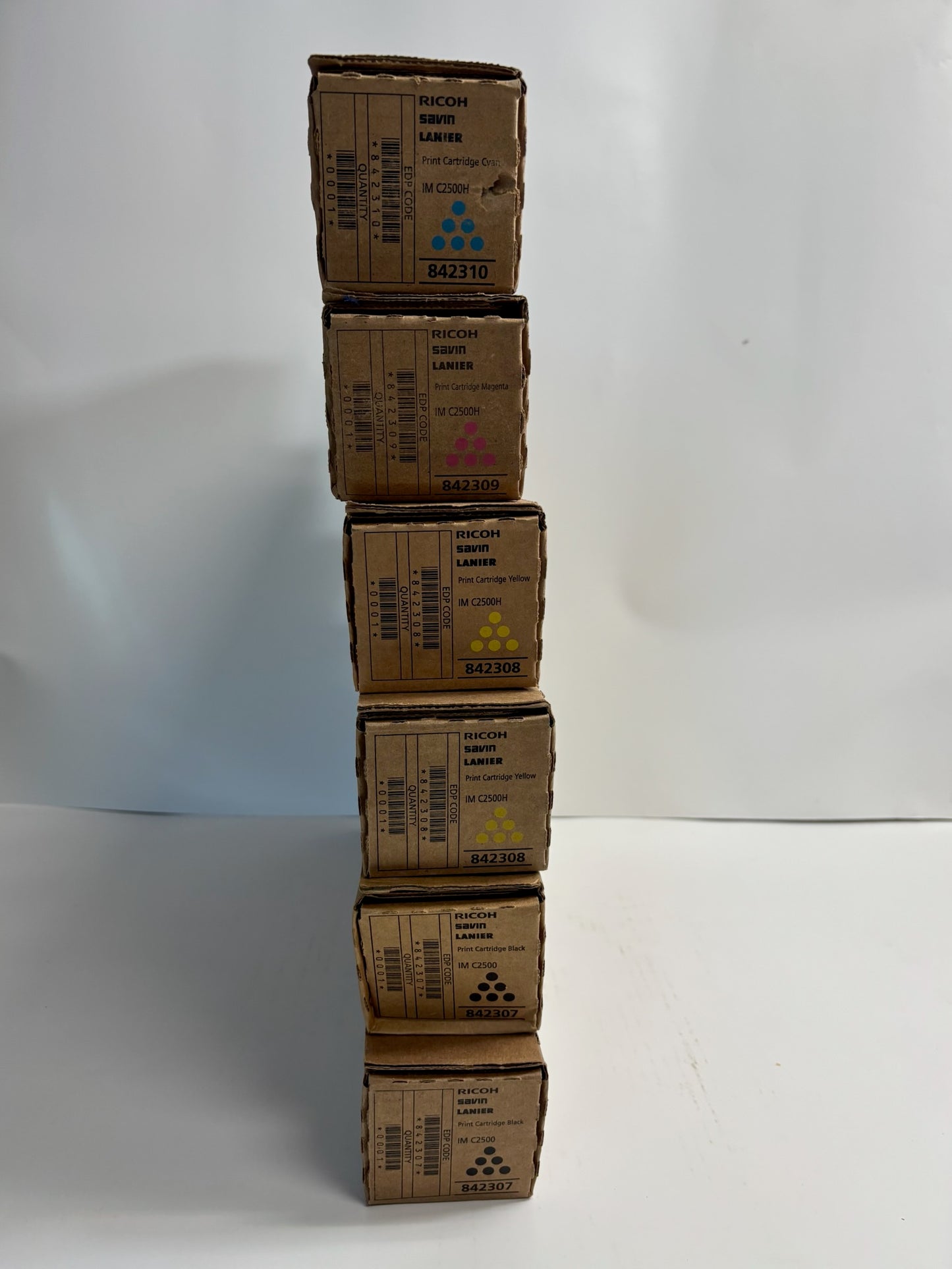 6 Genuine Ricoh IM C2500H, IM C2000 CMYYKK Toners 842307,842308,842309,842310