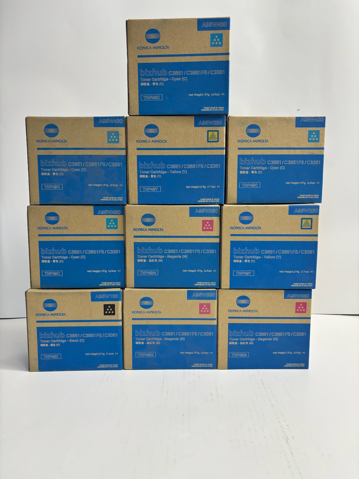 10 New Genuine Konica Minolta Bizhub C3351, C3851FS CCCCMMMYYK Toner TNP49