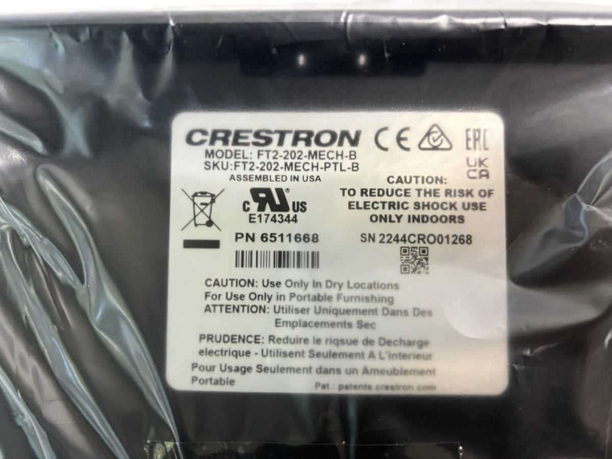 Crestron FT2-202-MECH-B, FT2-202-MECH-PTL-B FlipTop Tabletop Cable System