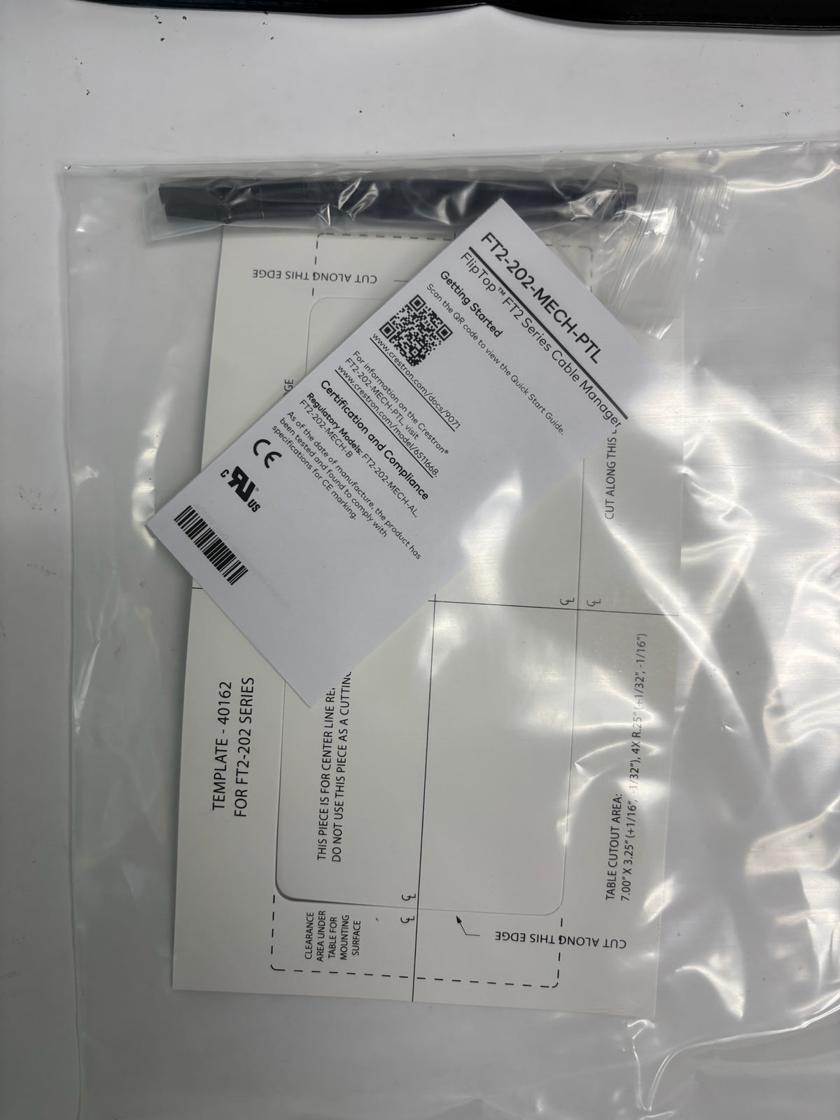Crestron FT2-202-MECH-B, FT2-202-MECH-PTL-B FlipTop Tabletop Cable System