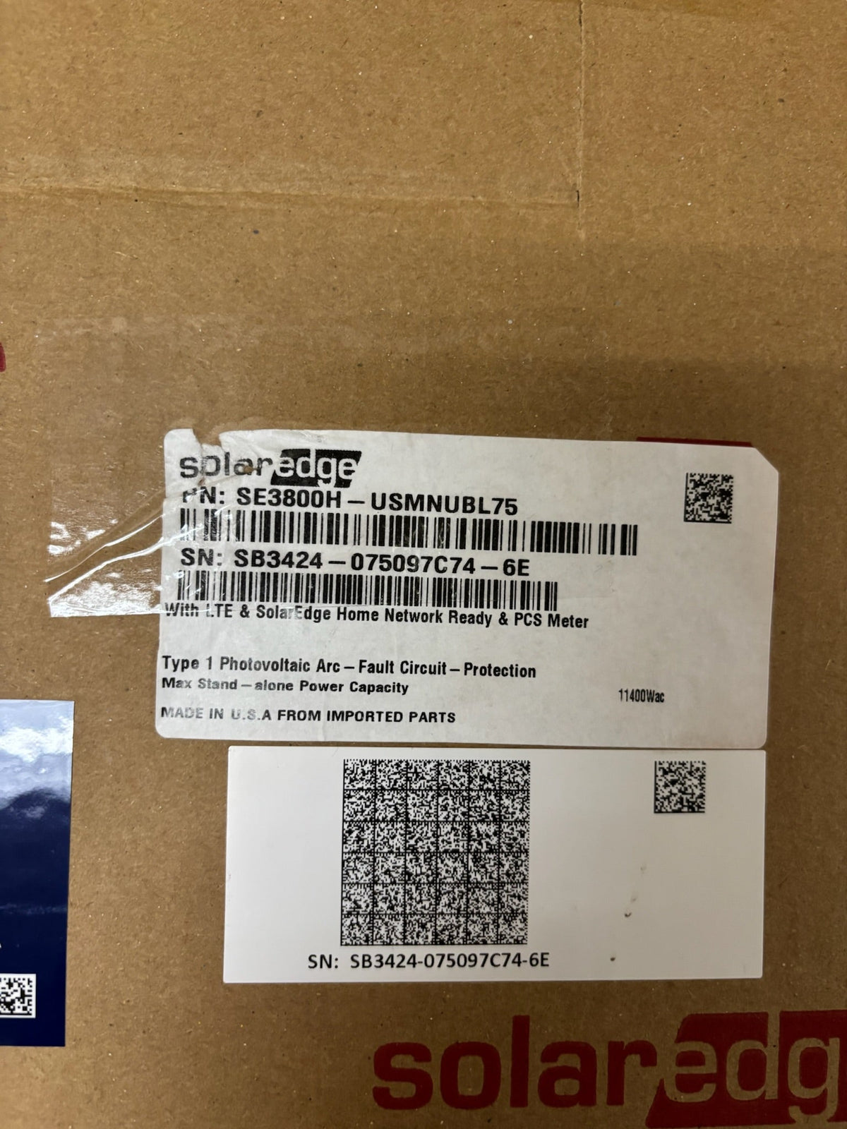 SolarEdge SE3800H-USMNUBL75 Single Phase Home Hub Inverter LTE PCS