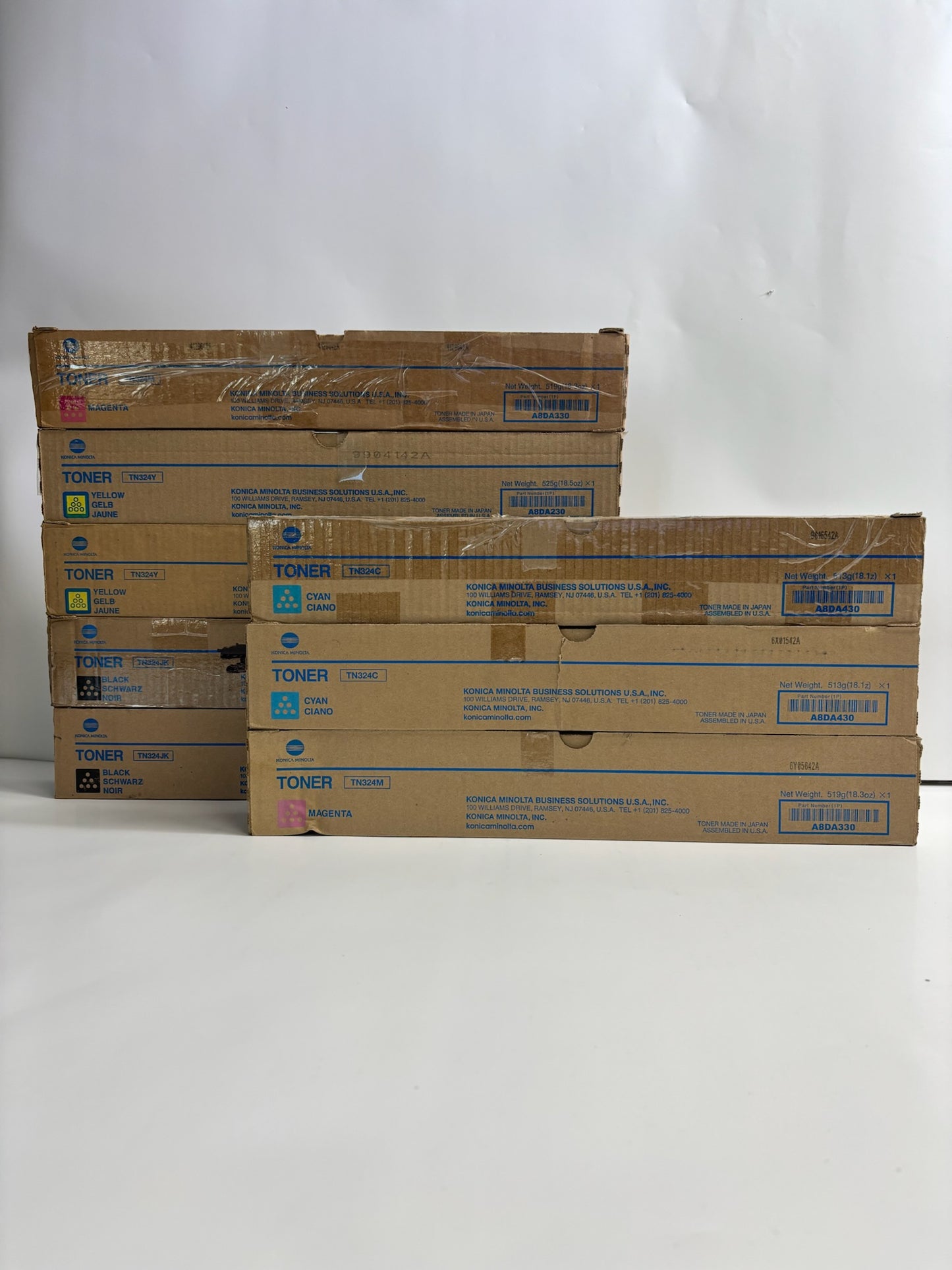 8 Genuine Konica Minolta Bizhub C258,C308,C368 TN324 CCMMYYKK Toners (TN324JK)