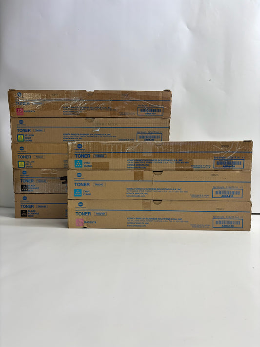 8 Genuine Konica Minolta Bizhub C258,C308,C368 TN324 CCMMYYKK Toners (TN324JK)
