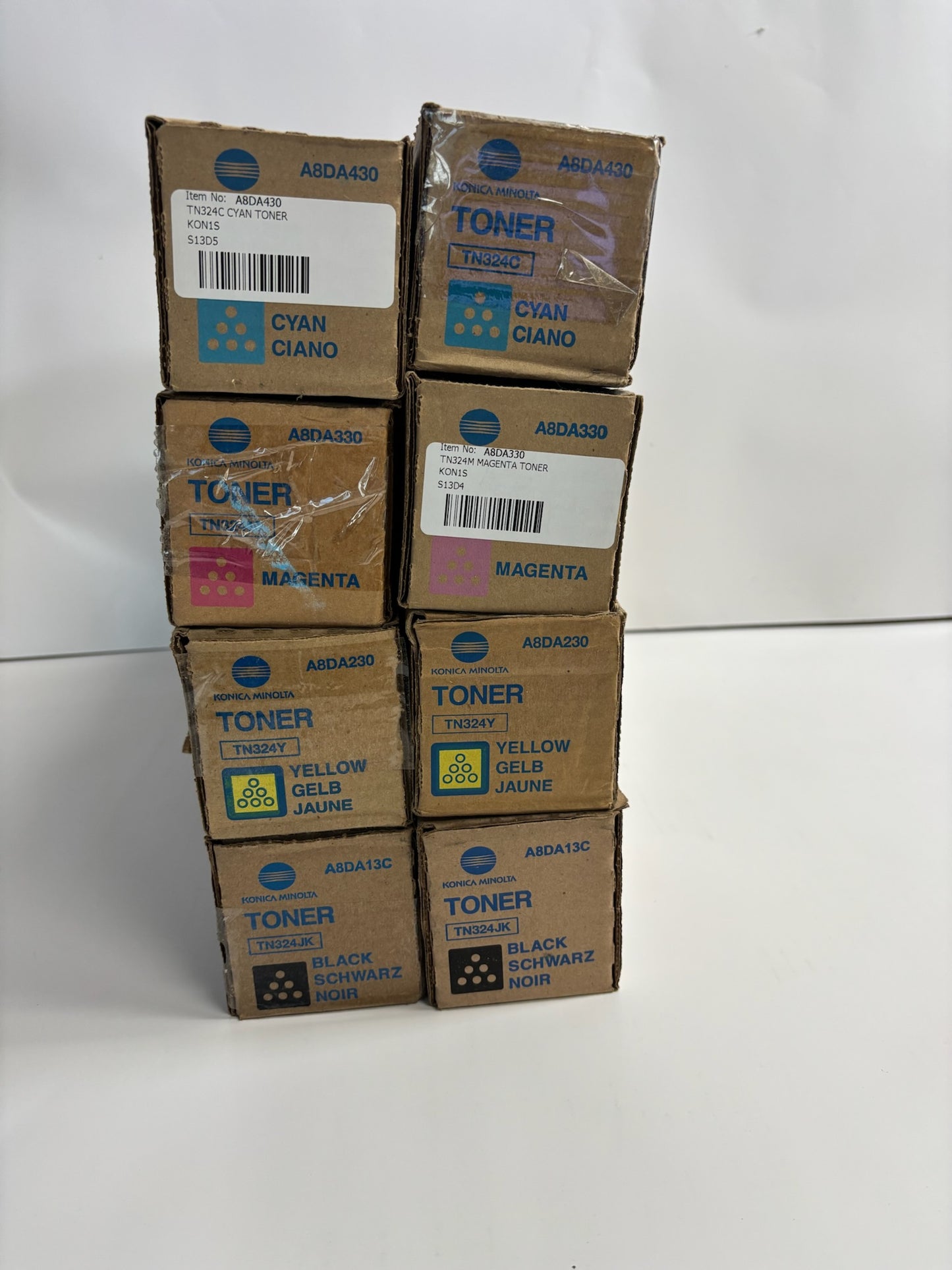 8 Genuine Konica Minolta Bizhub C258,C308,C368 TN324 CCMMYYKK Toners (TN324JK)