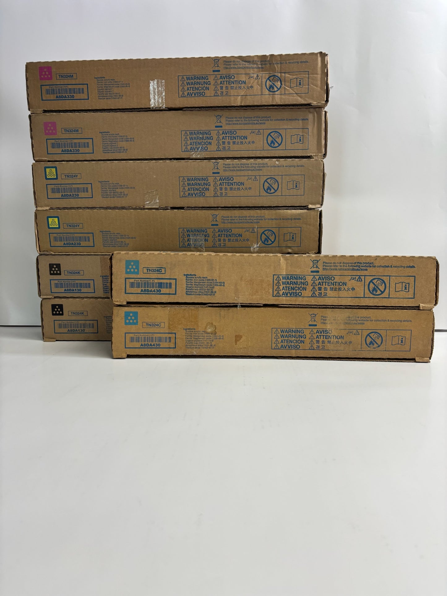 8 New Genuine Konica Minolta Bizhub C258,C308,C368 TN324 CCMMYYKK Toners