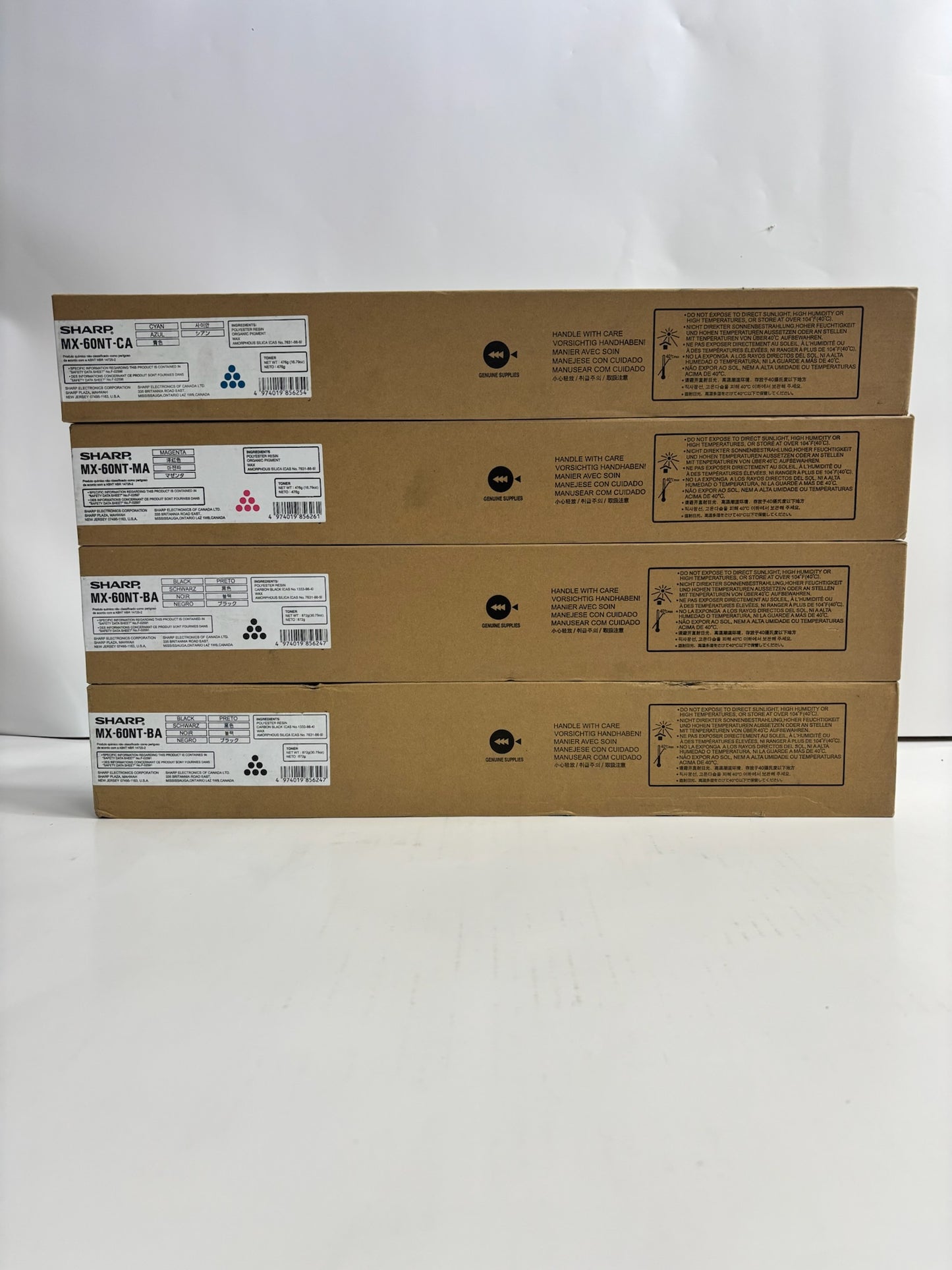 4 Genuine Sharp MX 2630,3050,3570,4050,4070 CMKK Toners MX-60NT (No Yellow)
