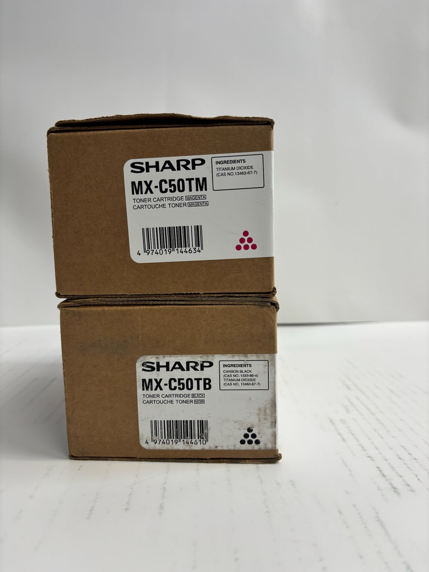 2 Genuine Sharp MX-C407F, MX-C507F Magenta & Black Toners MX-C50TM, MX-C50TB