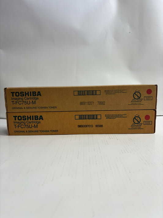 2 Genuine Toshiba e-STUDIO 5560C,6560C,6570C Magenta Toners T-FC75U-M, TFC75UM