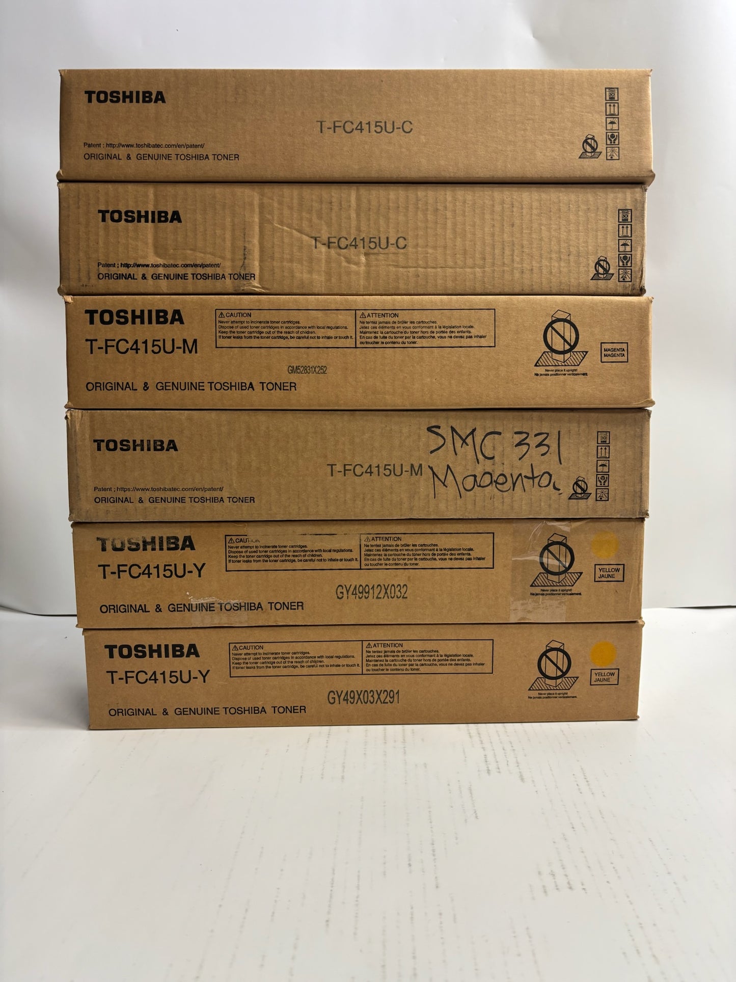 6 New Genuine Toshiba E Studio 2515AC,3015AC CCMMYY Toners T-FC415U (No Black)