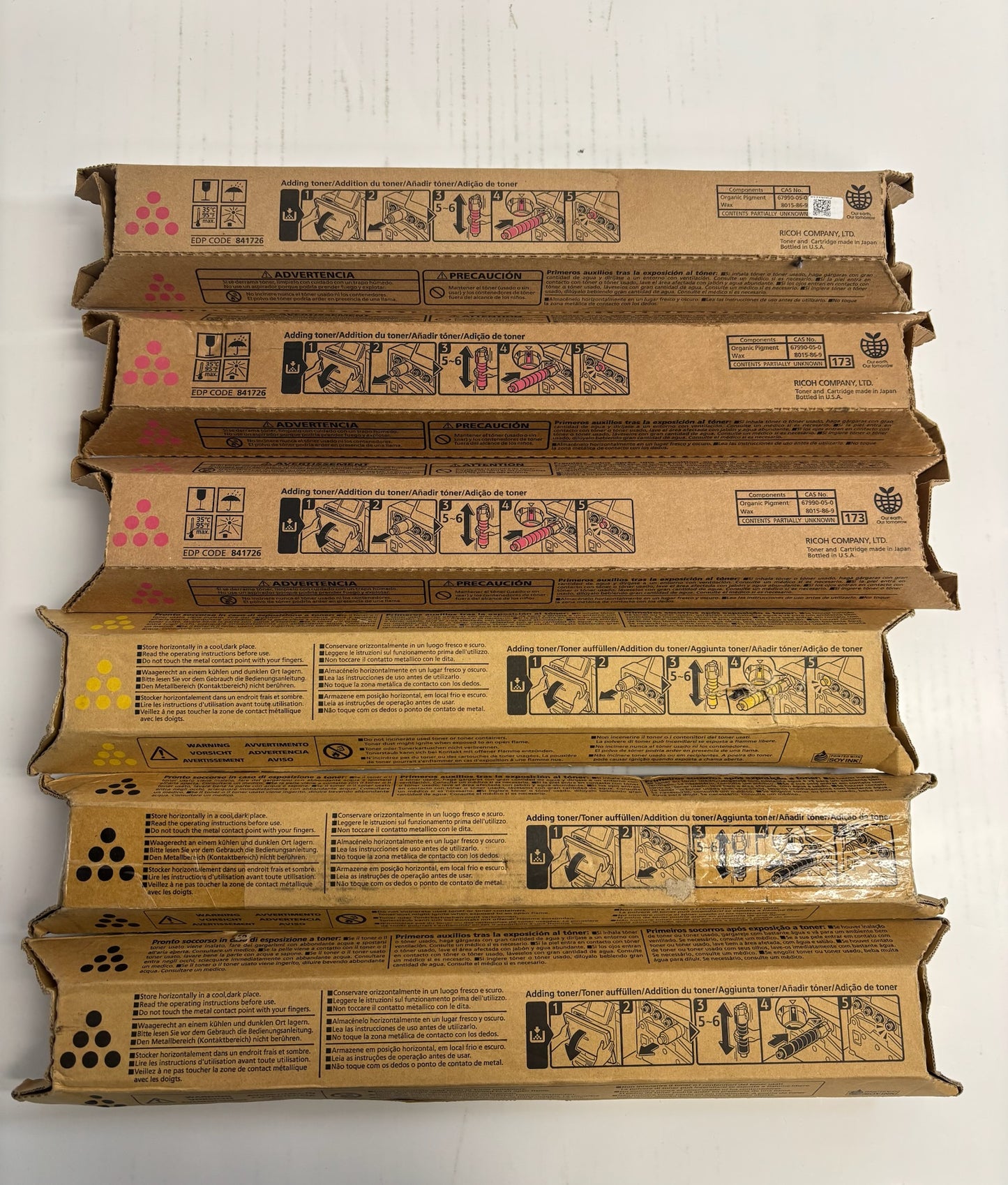 6 Genuine Ricoh MP C400,C240 MMMYKK Toners 842473, 842476, 841726 (No Cyan)