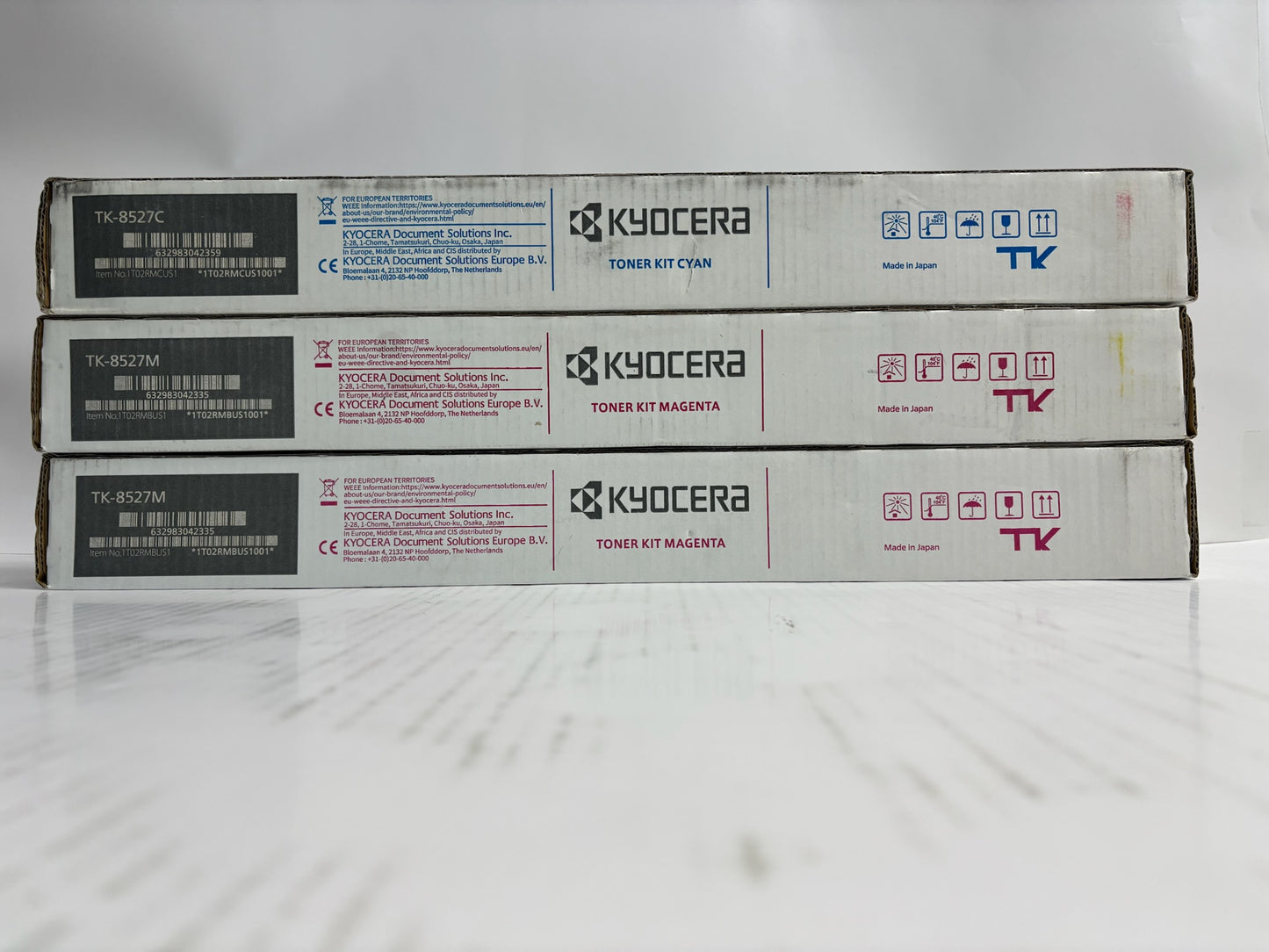 3 Genuine Kyocera TASKalfa 3552ci,3553ci,4052ci Cyan & Mag Toners TK-8527,TK8527