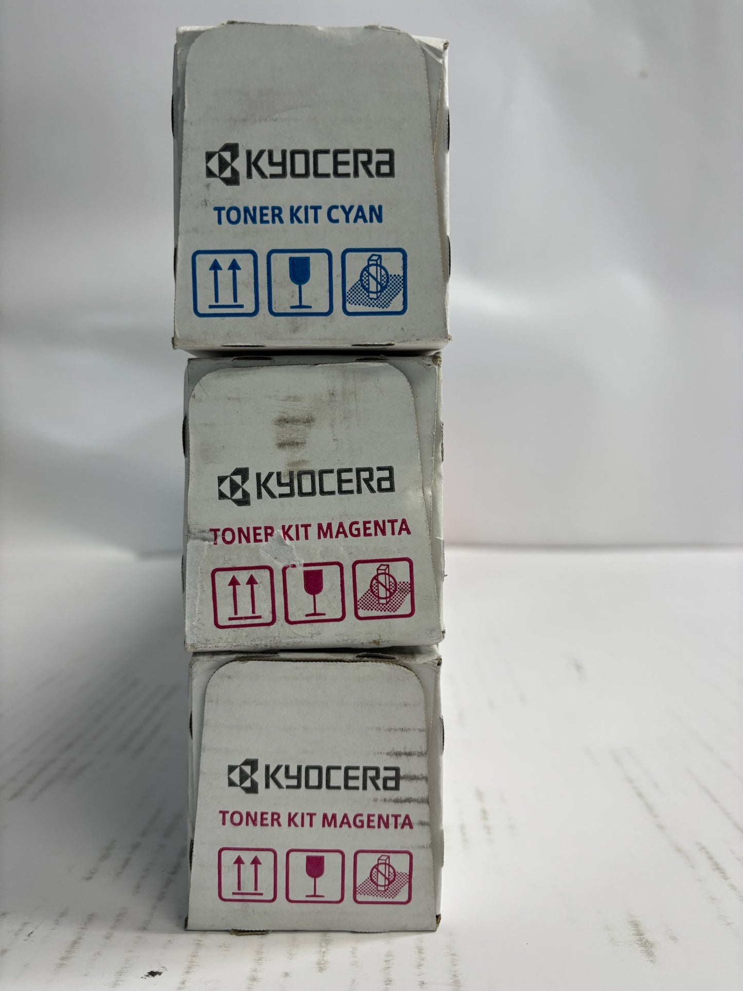3 Genuine Kyocera TASKalfa 3552ci,3553ci,4052ci Cyan & Mag Toners TK-8527,TK8527