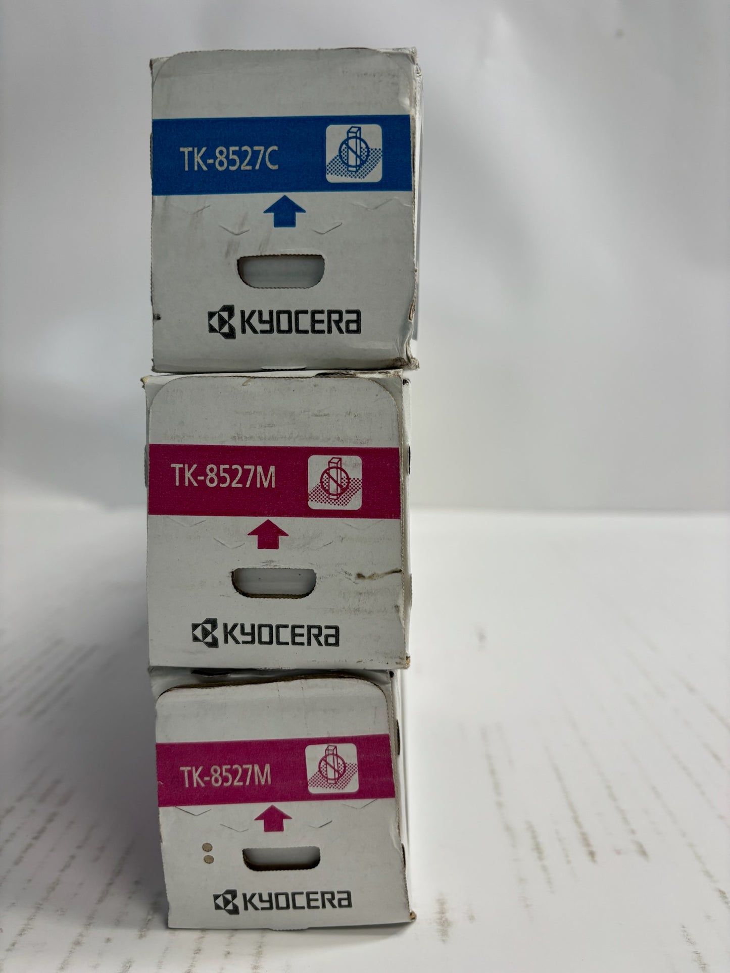 3 Genuine Kyocera TASKalfa 3552ci,3553ci,4052ci Cyan & Mag Toners TK-8527,TK8527