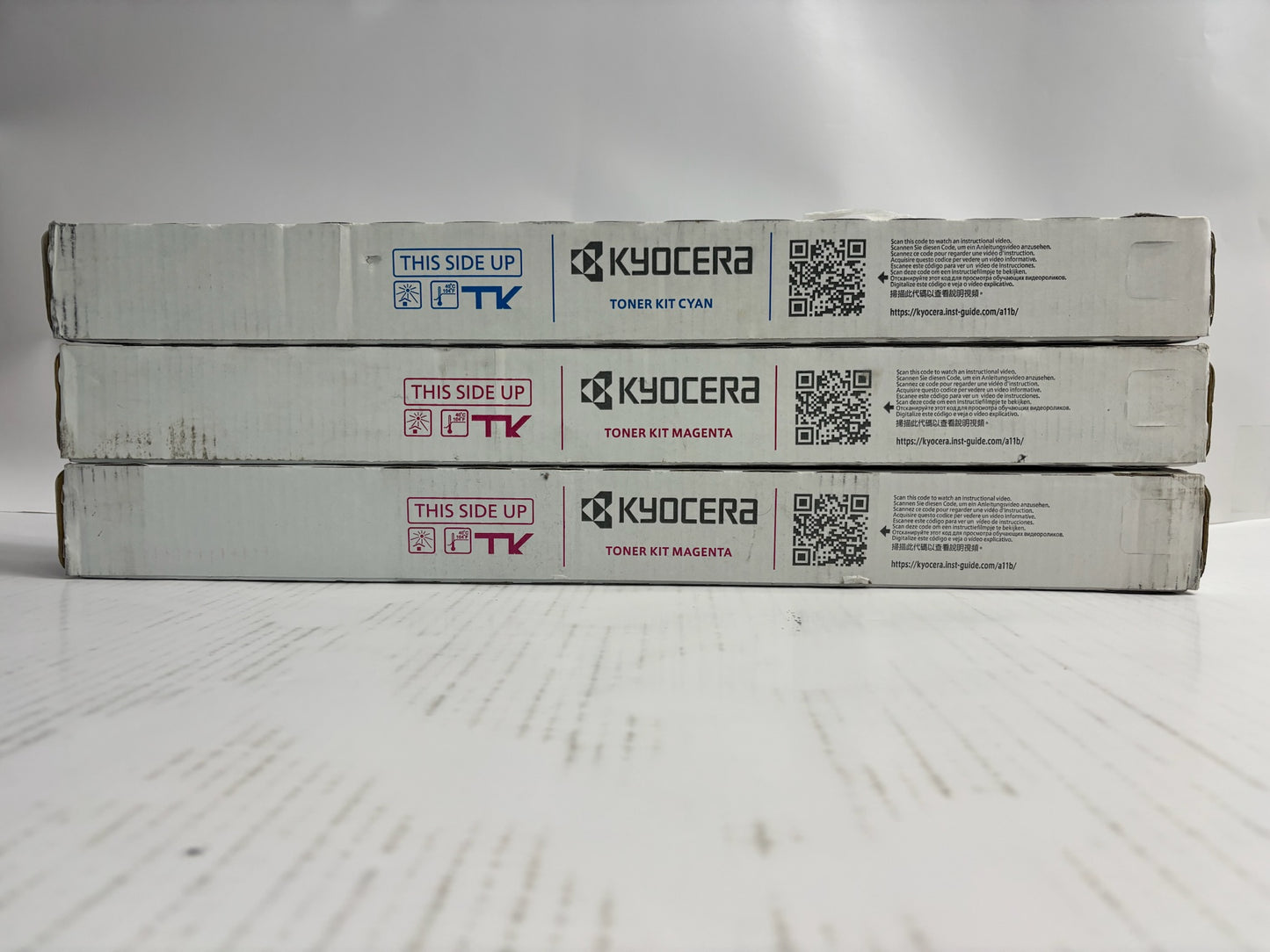 3 Genuine Kyocera TASKalfa 3552ci,3553ci,4052ci Cyan & Mag Toners TK-8527,TK8527