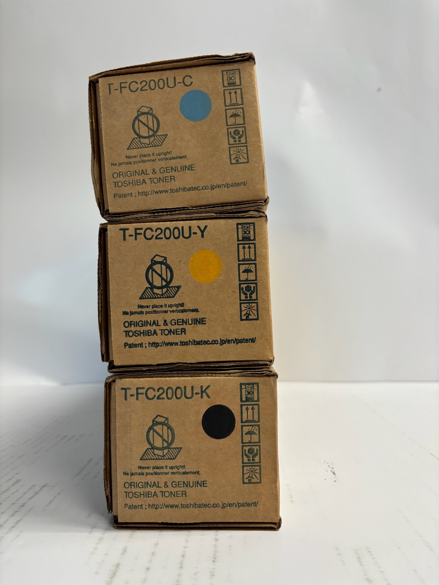 3 New Genuine Toshiba e-STUDIO 2000AC,2500AC CYK Toner T-FC200U (No Magenta)