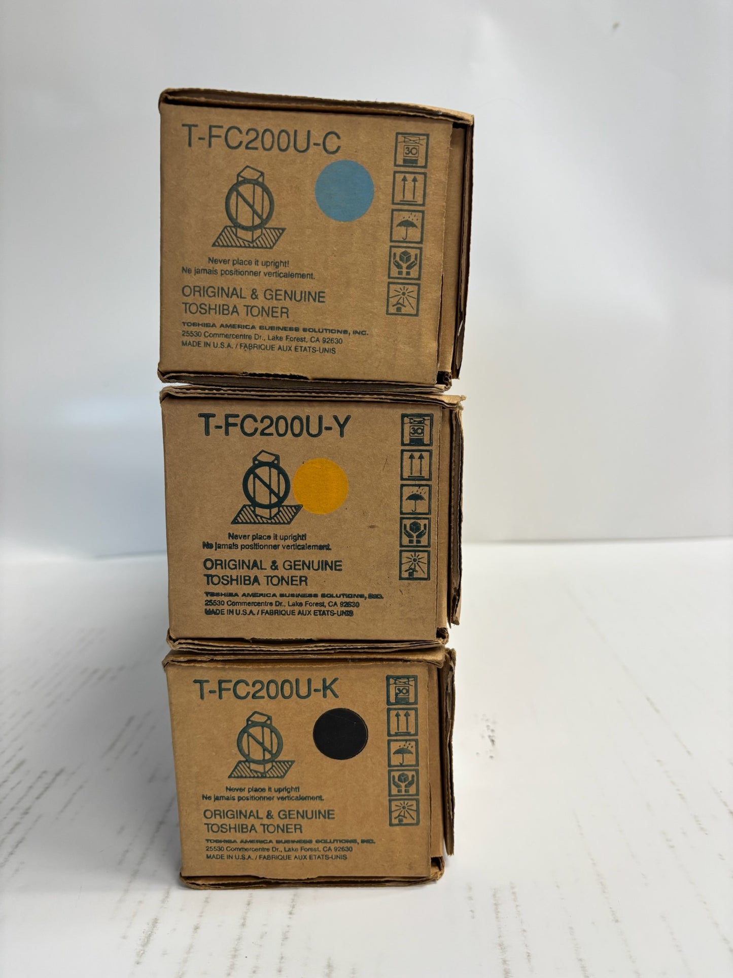 3 New Genuine Toshiba e-STUDIO 2000AC,2500AC CYK Toner T-FC200U (No Magenta)